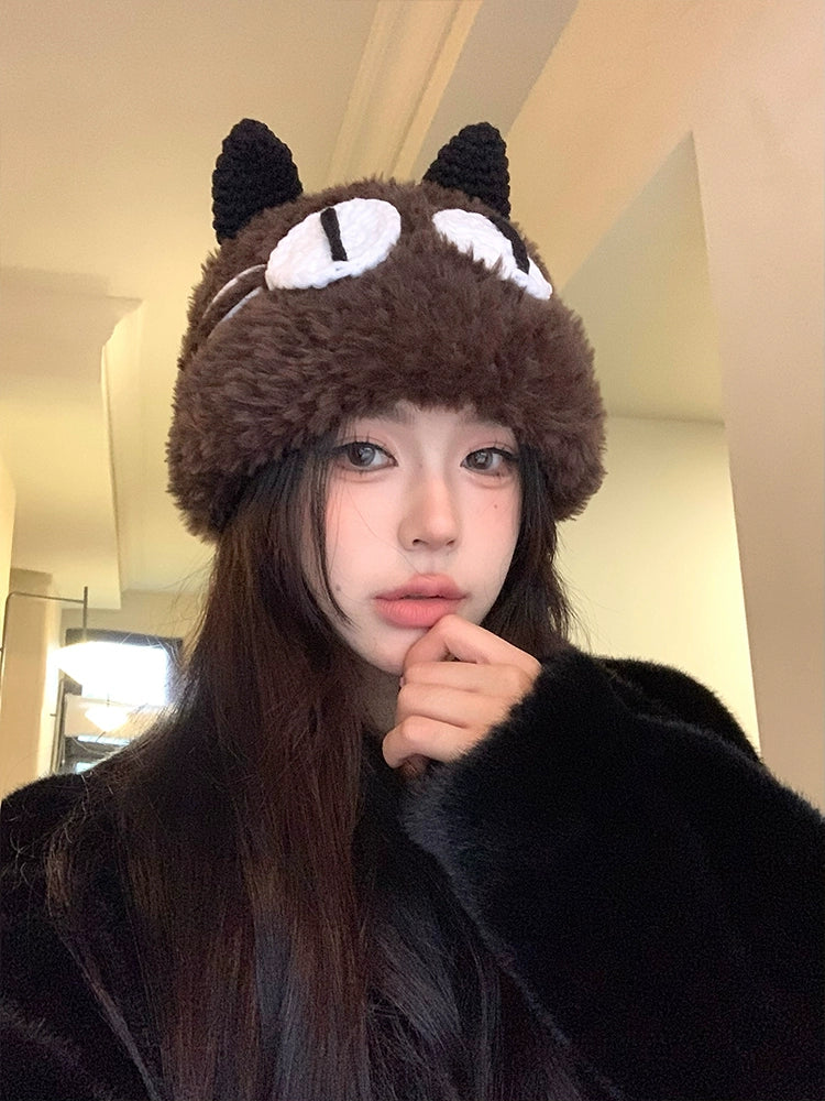 Cute Big eyed Cat Plush Hat