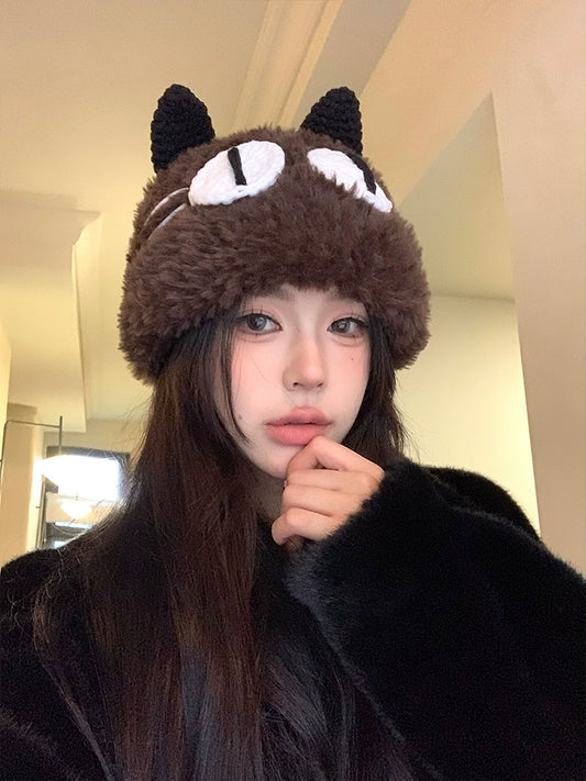 Cute Big eyed Cat Plush Hat