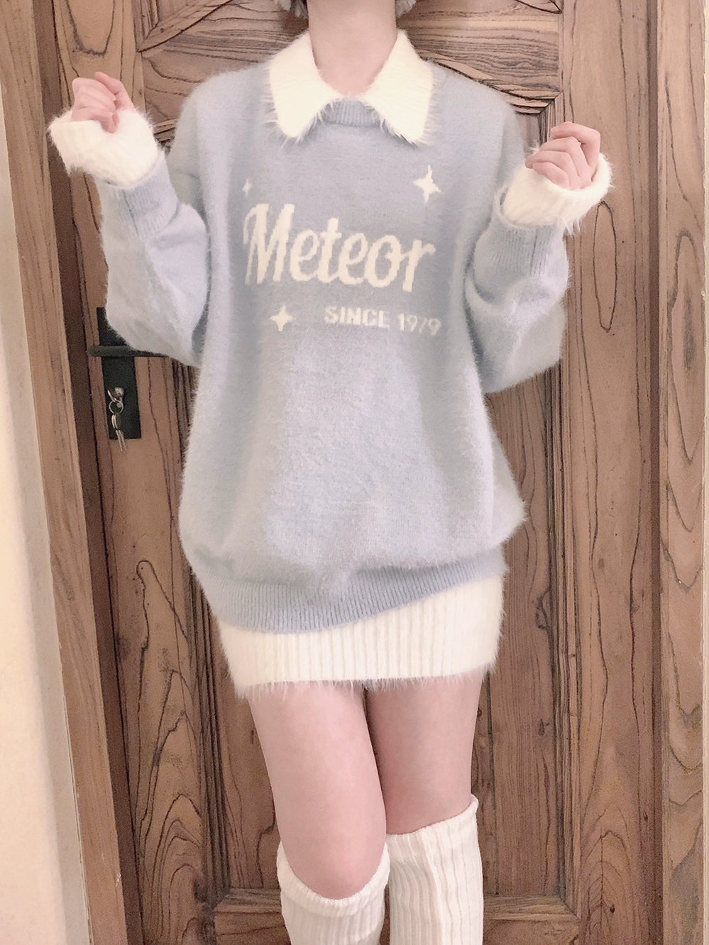 Imitation mink fur knitted sweater dress