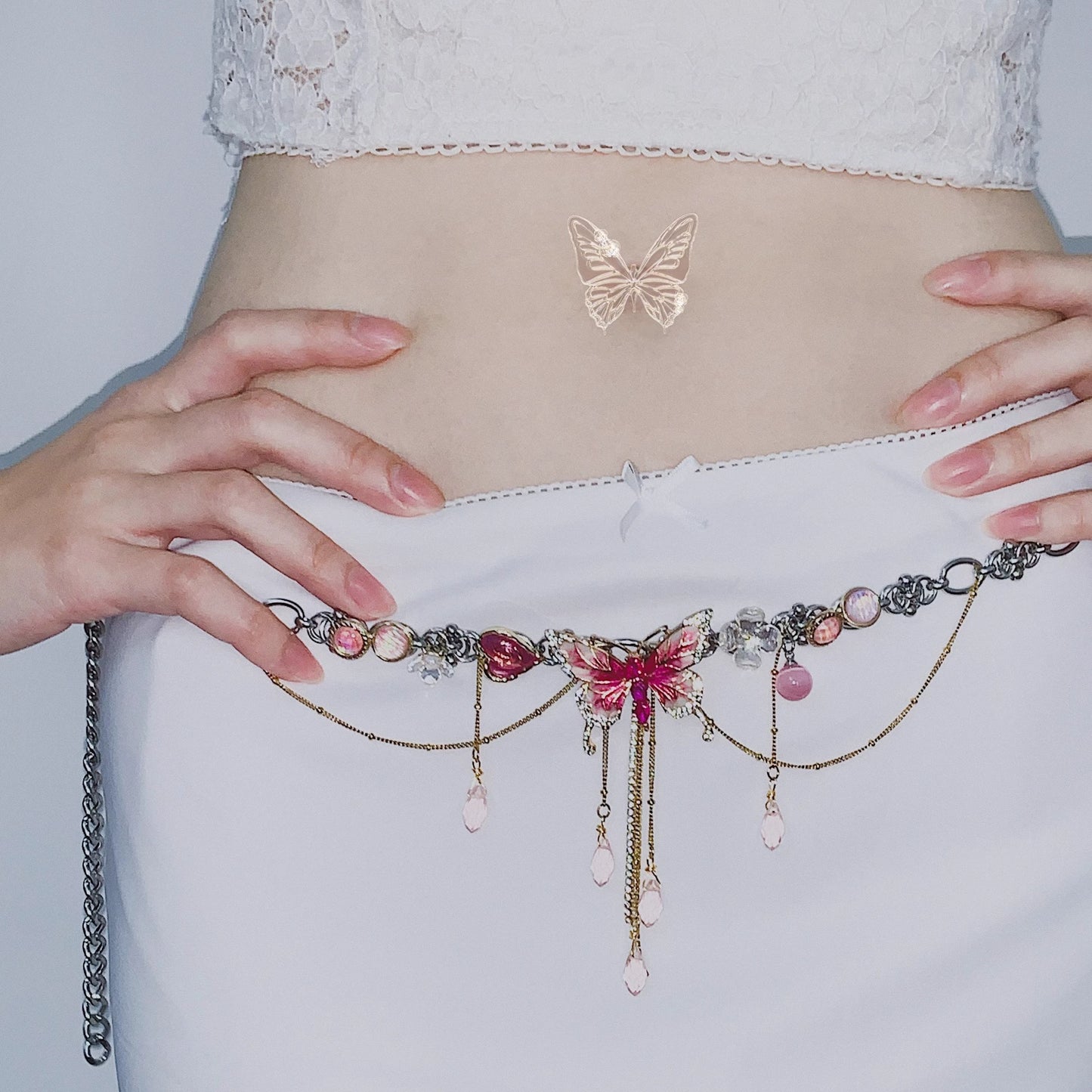 Pink Fairy Butterfly Titanium Choker