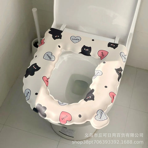 Cartoon cat lace toilet seat cushion