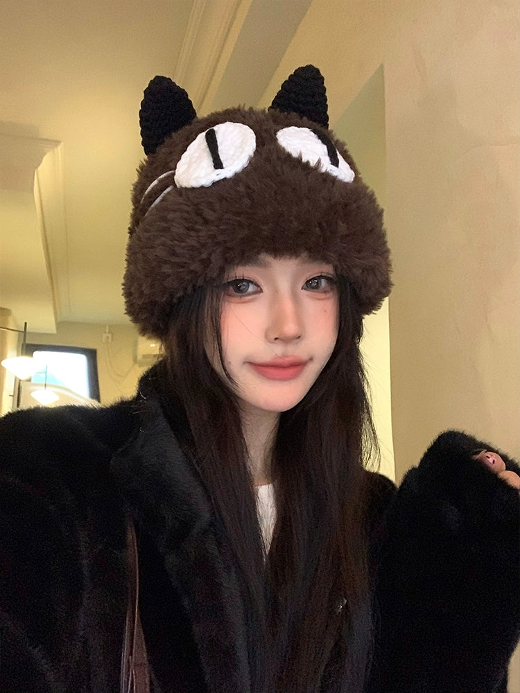 Cute Big eyed Cat Plush Hat