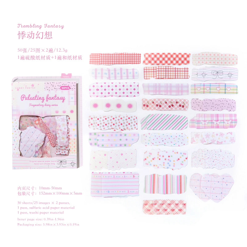 50pcs grid pattern small paper sticker
