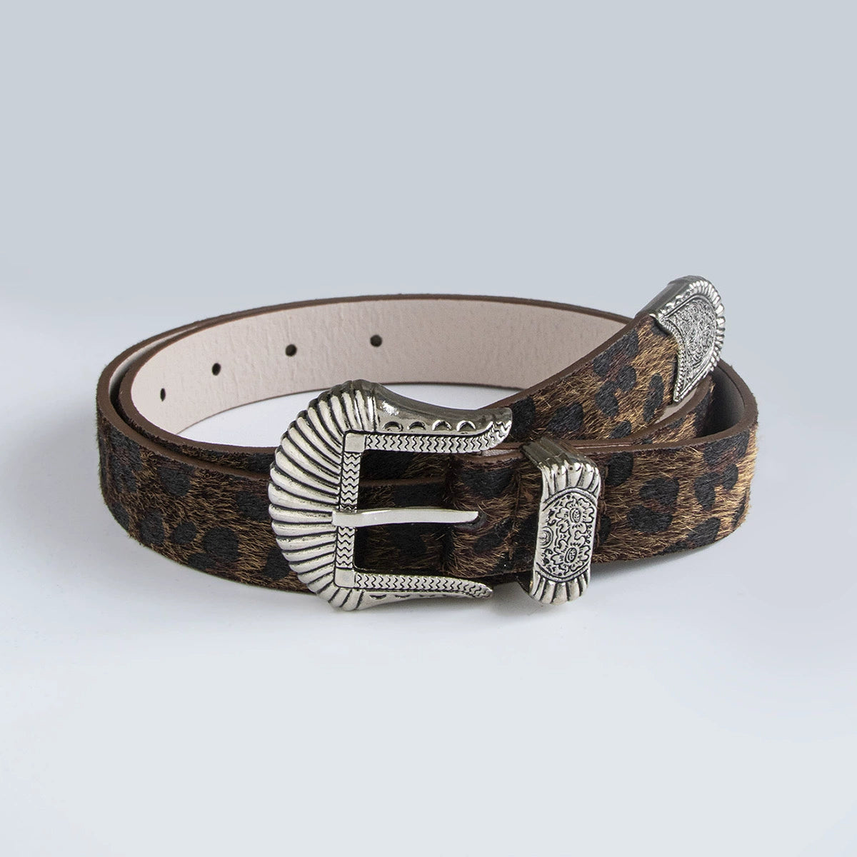 Leopard print retro carved waist belt