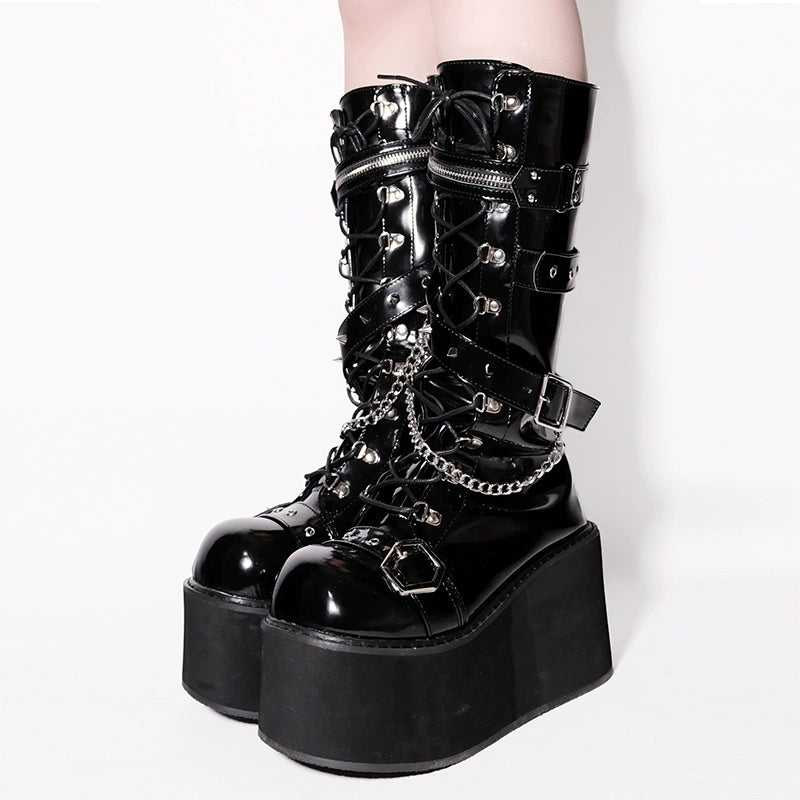 Punk thick soled knight boots
