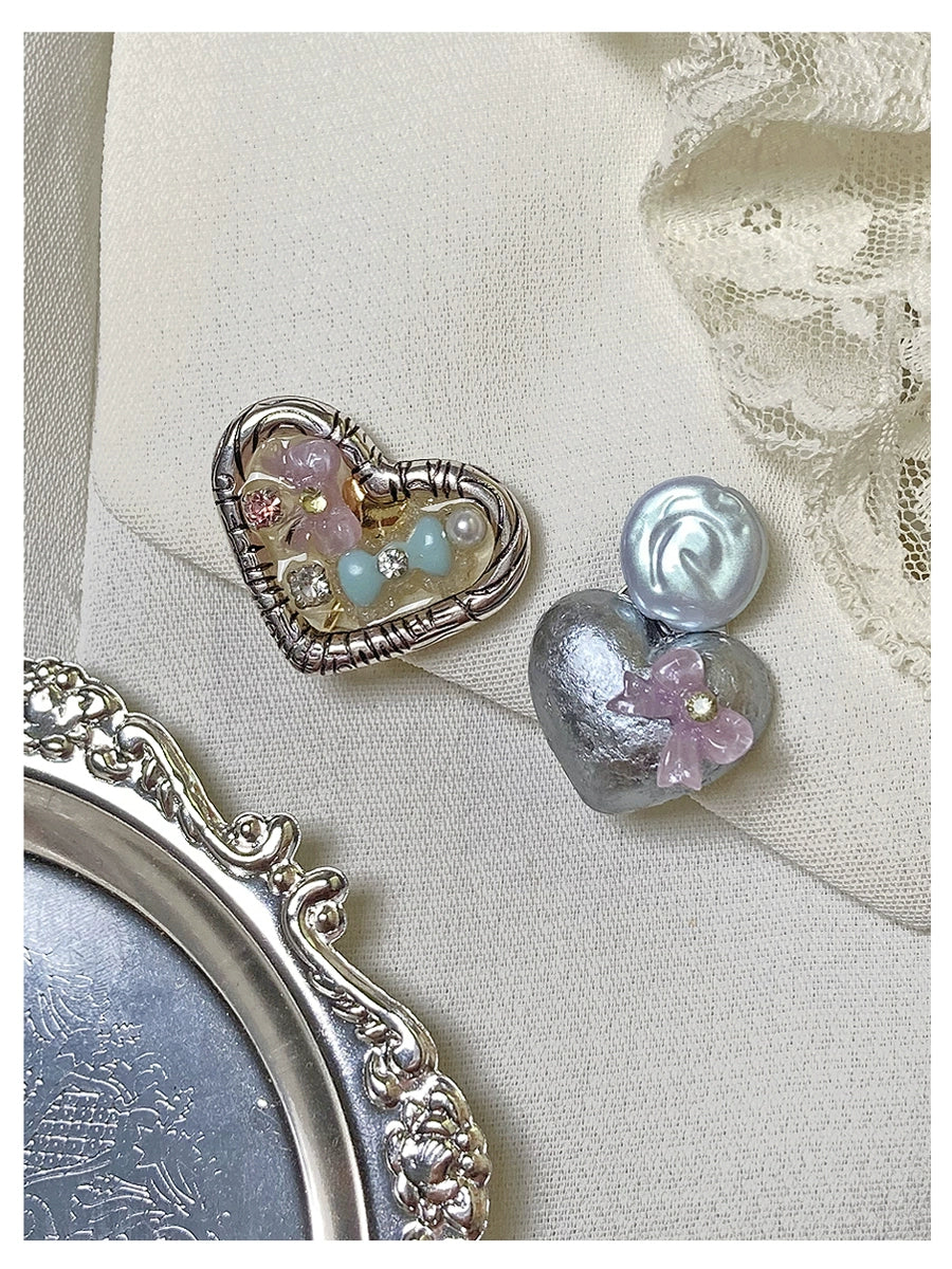 Ginza Gift House "Ginza Gift Silver Foil Love Gift Sparkling Diamond Antique Earrings