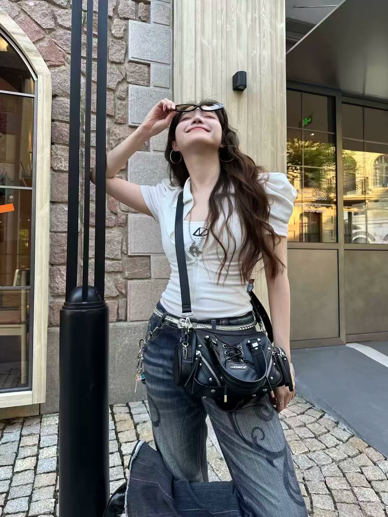 Splicing Handheld Crossbody Mini Motorcycle Pillow Bag