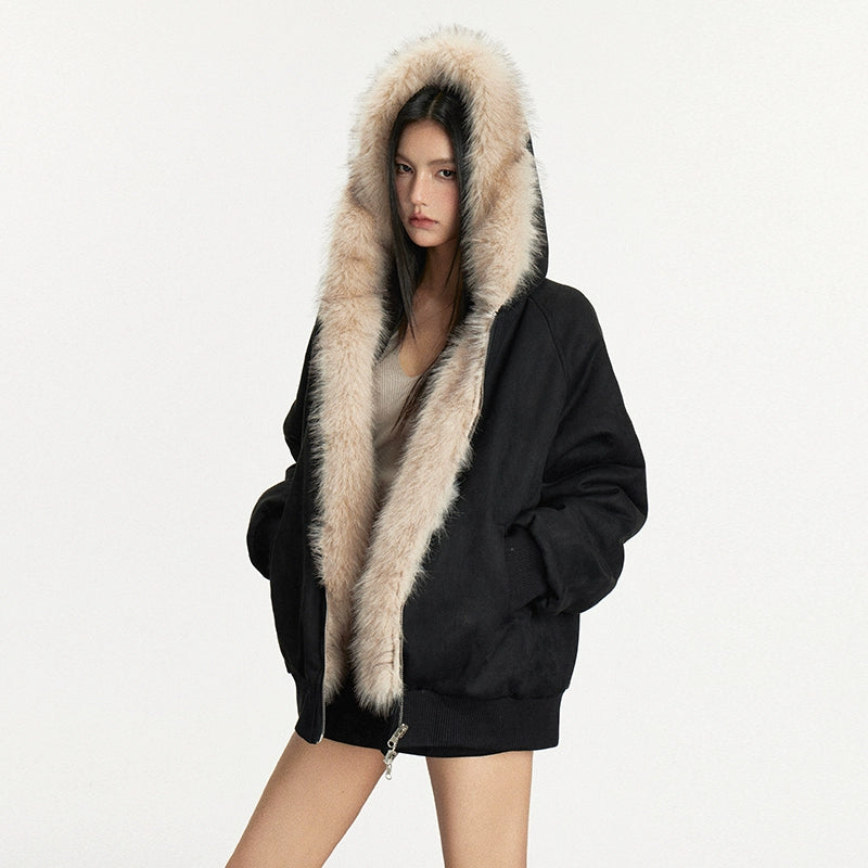 Fax fur coat reversible