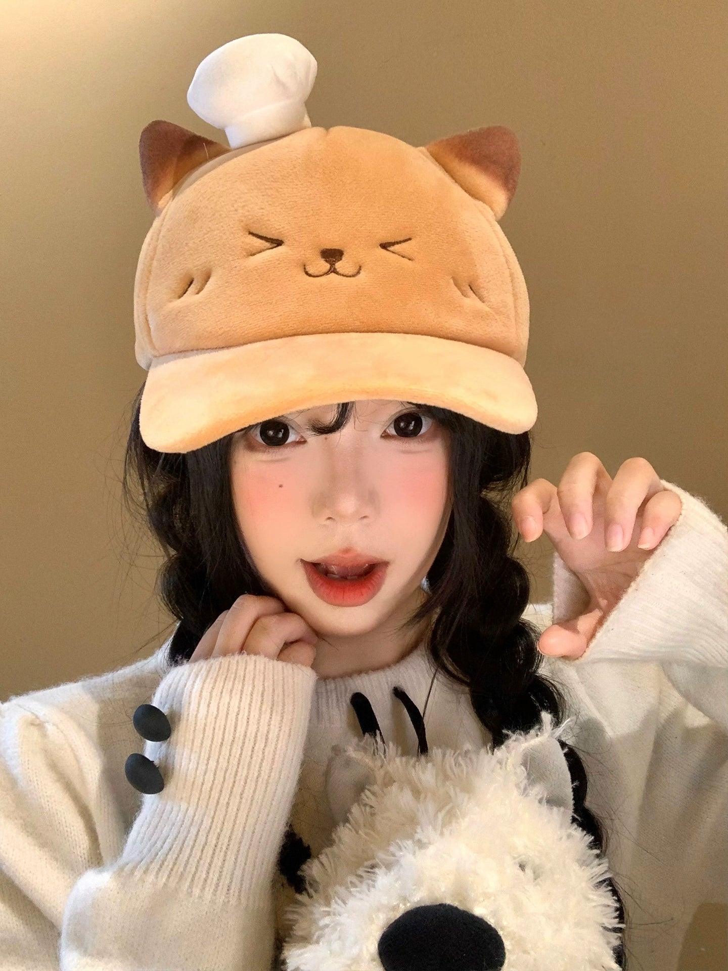 Cute roasted kitten chef hat
