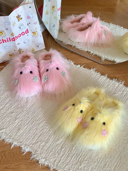 Long haired dog cotton slippers