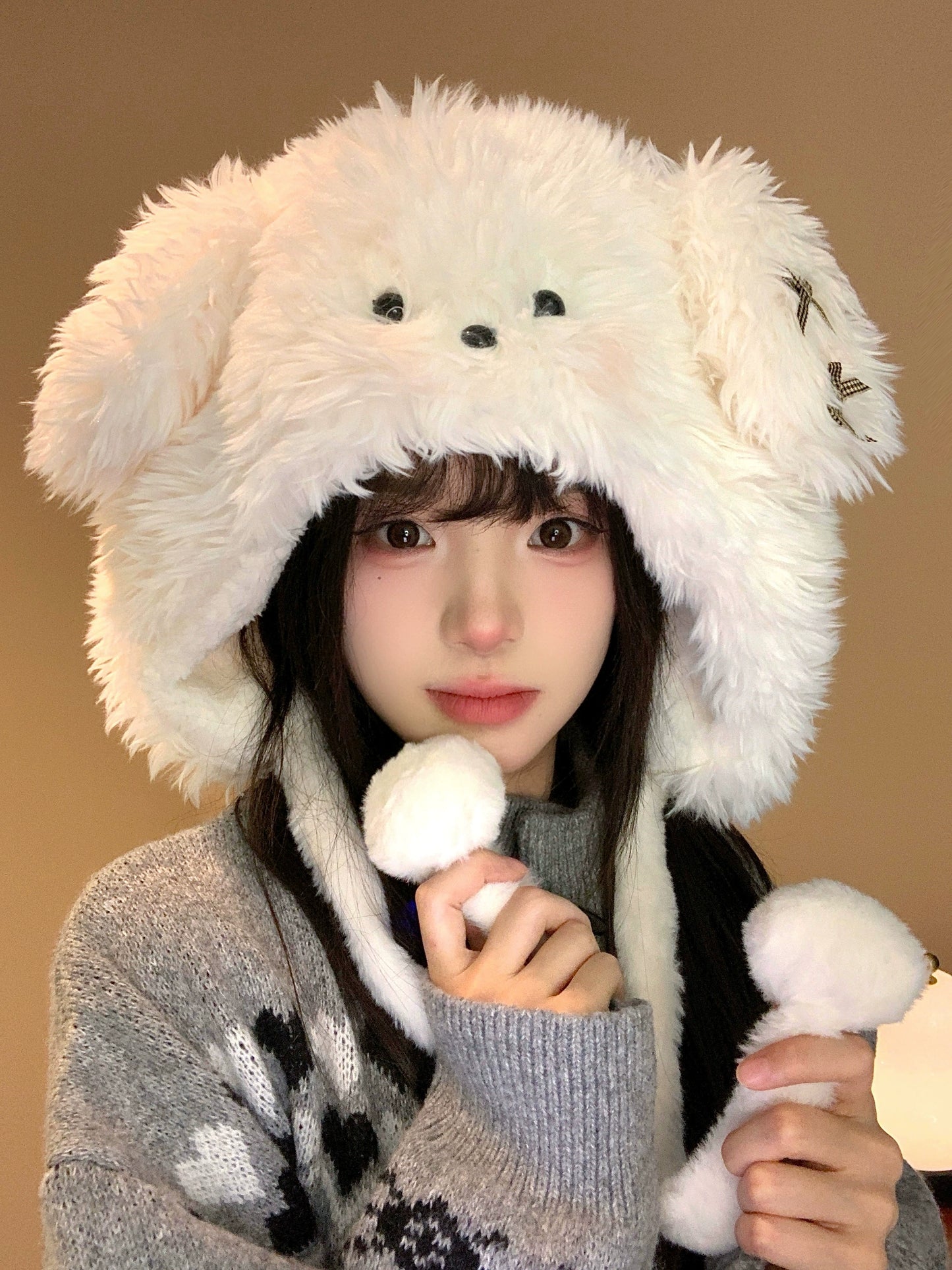 Cute puppy plush hat