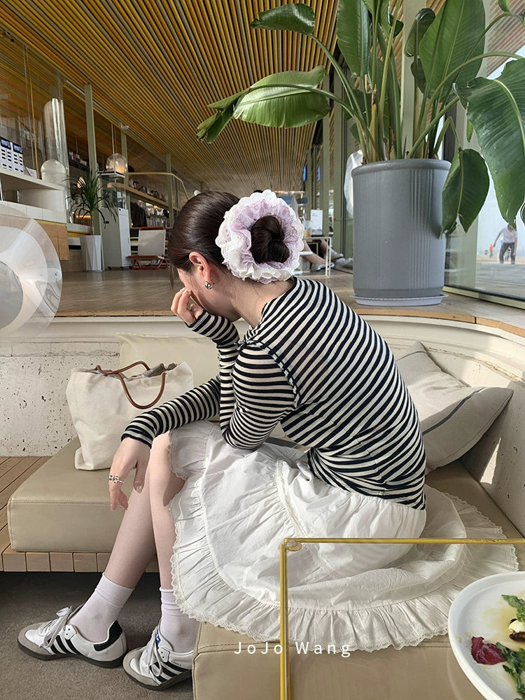 Indifferent Purple~Double layer Exquisite Embroidered Lace Large Intestine Hair Ring