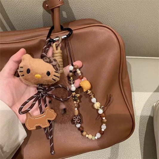 Beaded Brown Hellokitty Plush Charm