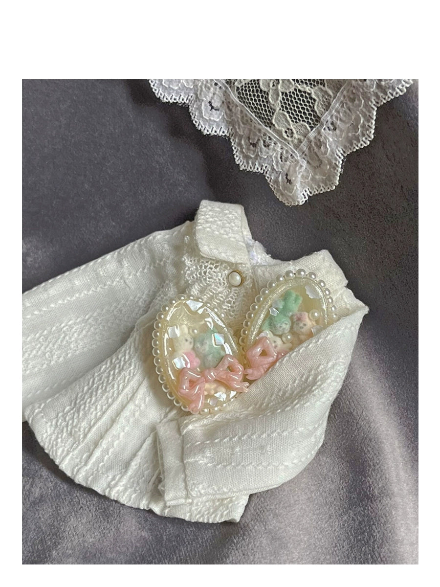 ~* Egg shaped Doll Storage Box *~Heavenly Toy Egg shaped Milk White Silk Pearl Girl Fun Earrings