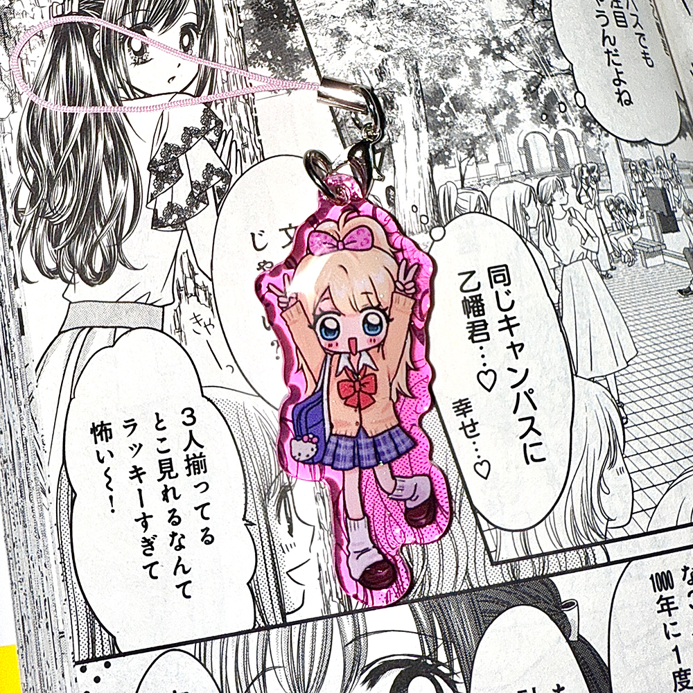 Cute girl acrylic drip keychain