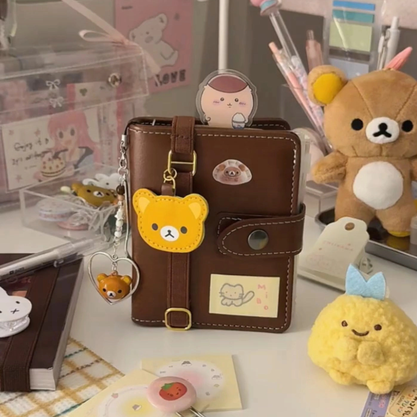 Easy Bear Deep Brown M5 Leather Hand Booklet Loose leaf Notebook Detachable