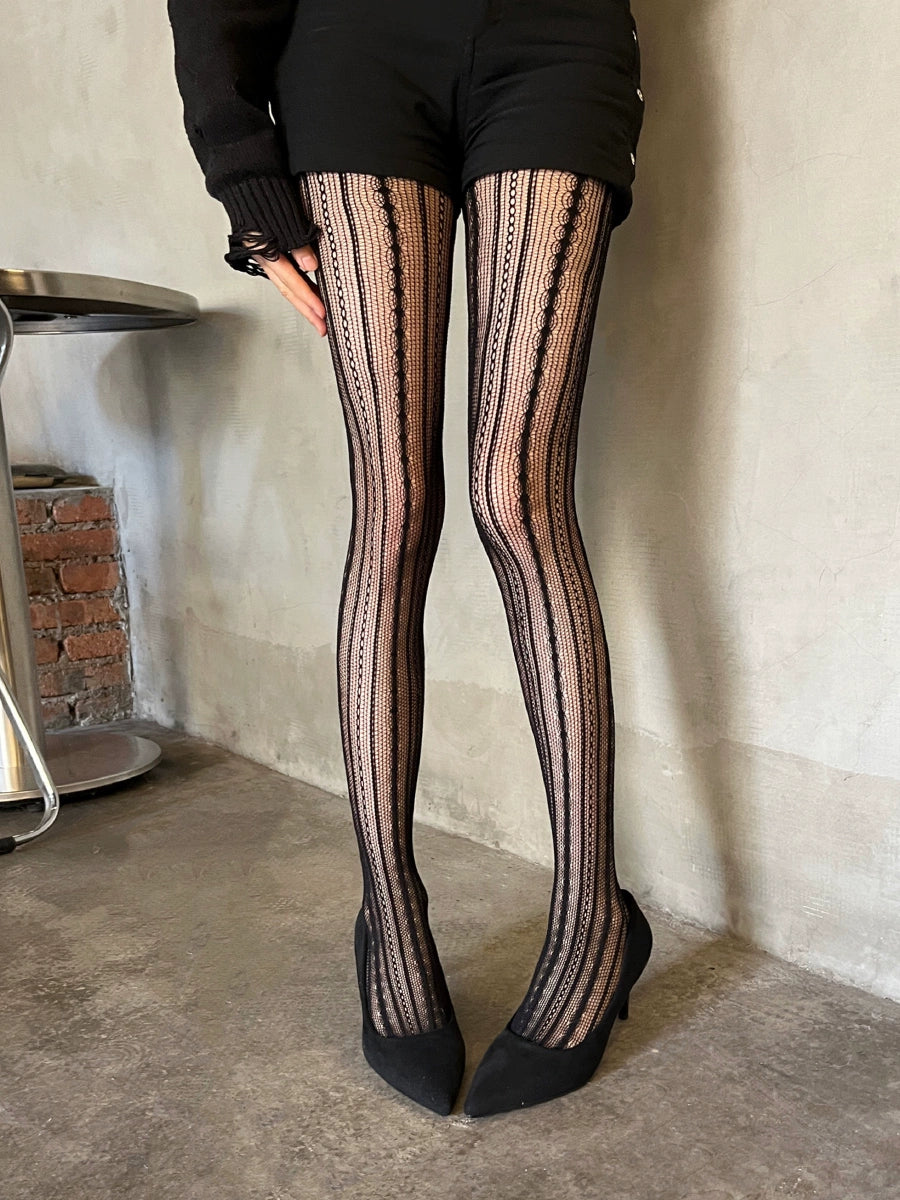 Chic Textured Vertical Stripe Pantyhose