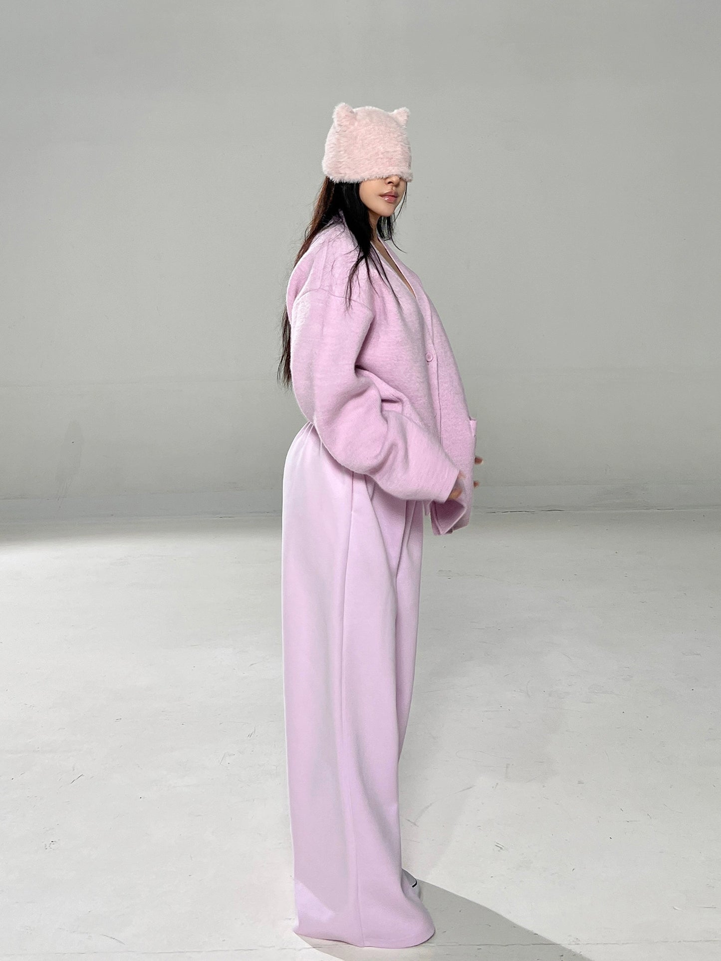 Embroidered V-neck silhouette sweater jacket knitted cardigan