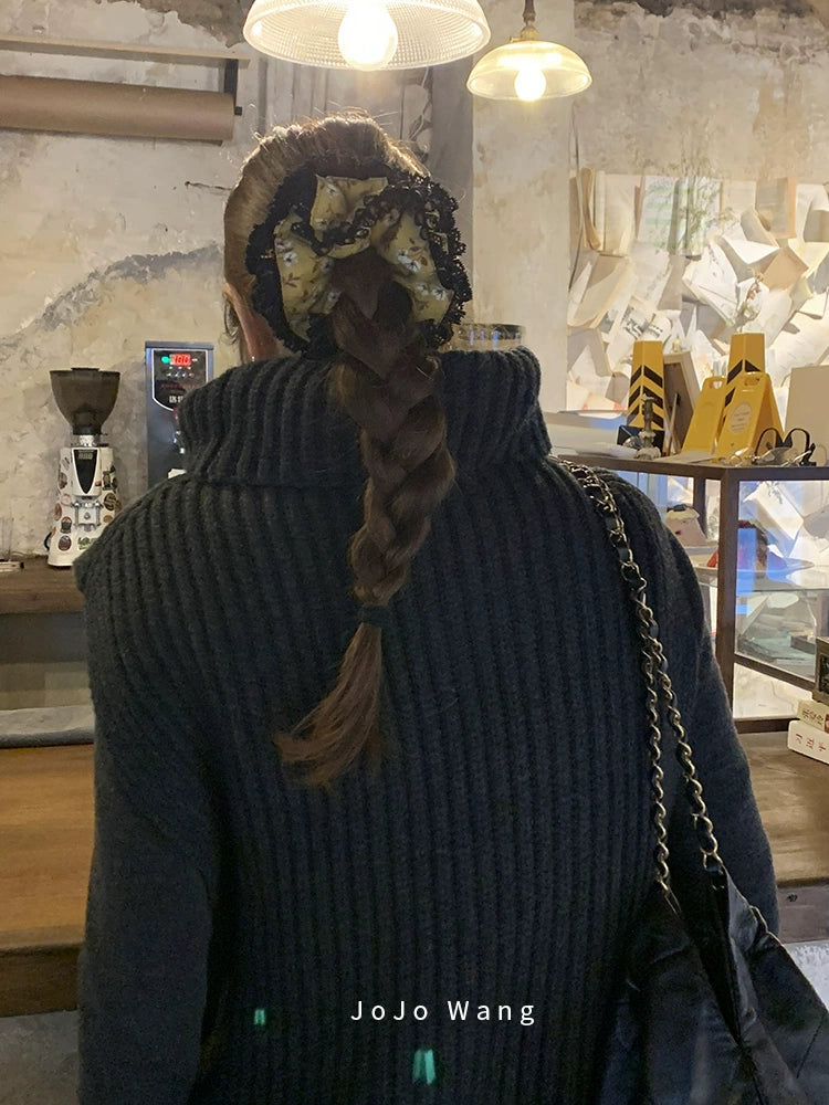 Ginger yellow small floral hair ring with large intestine