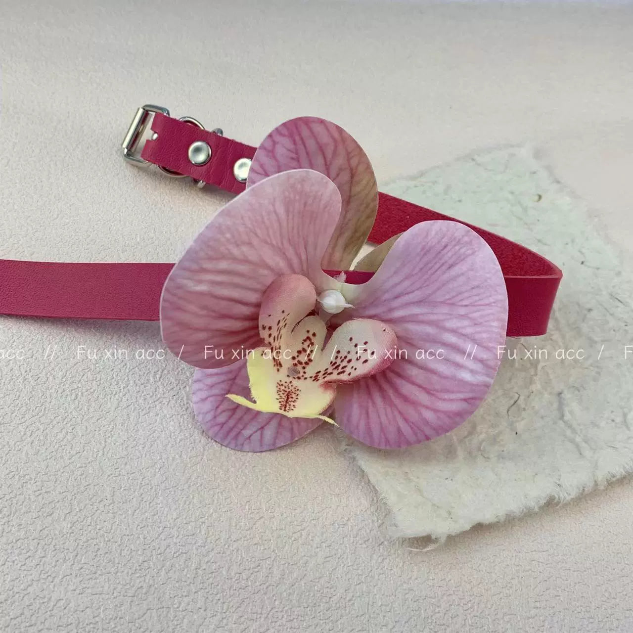 Y2K butterfly orchid plush choker