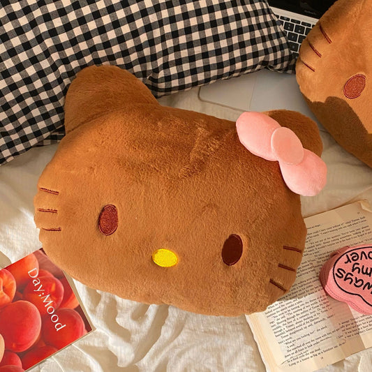 Black leather Hello Kitty pillow