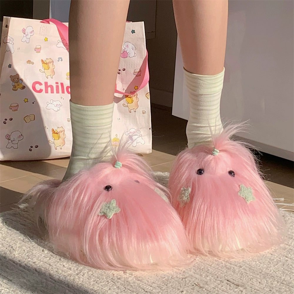 Long haired dog cotton slippers