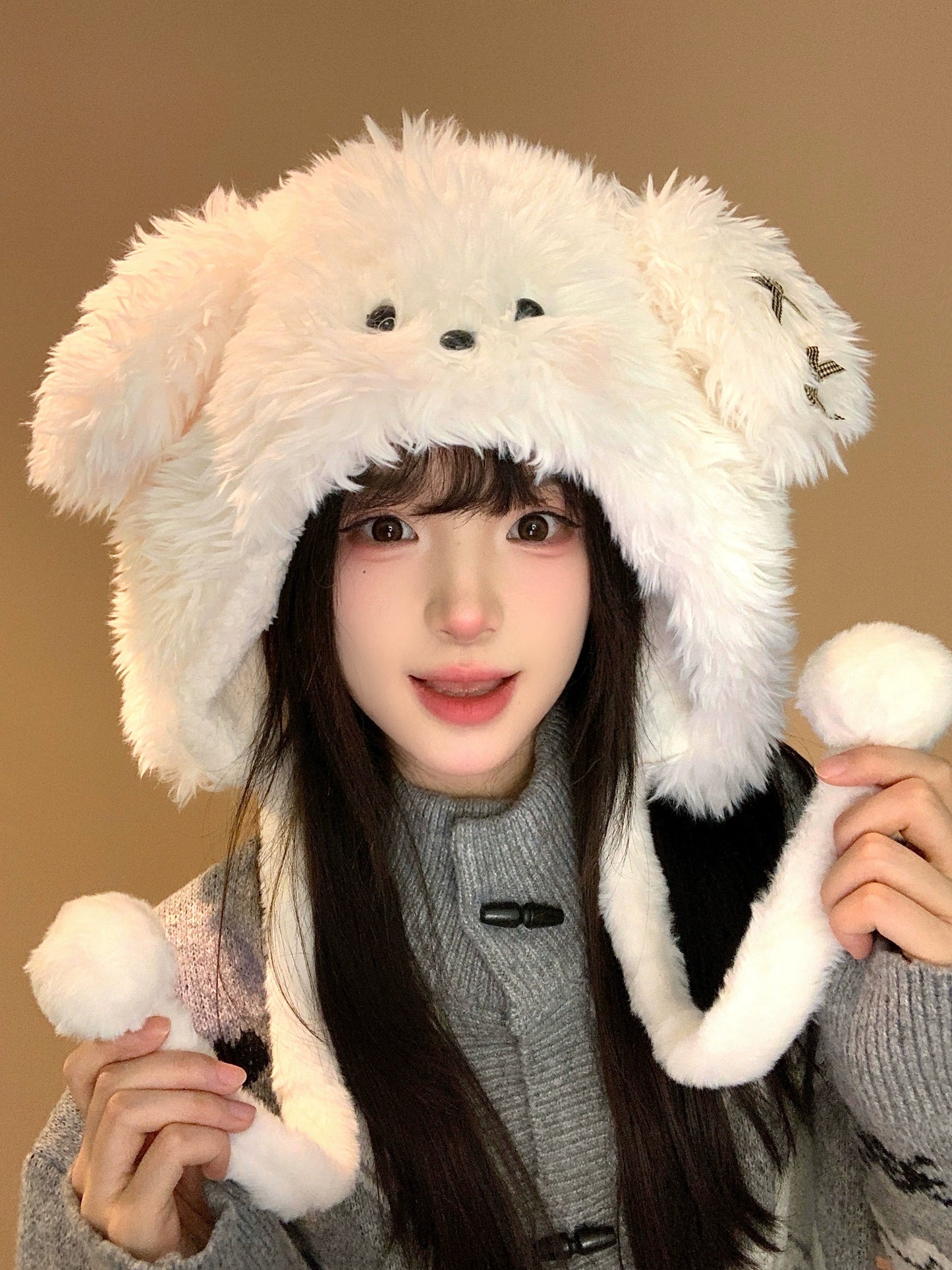 Cute puppy plush hat