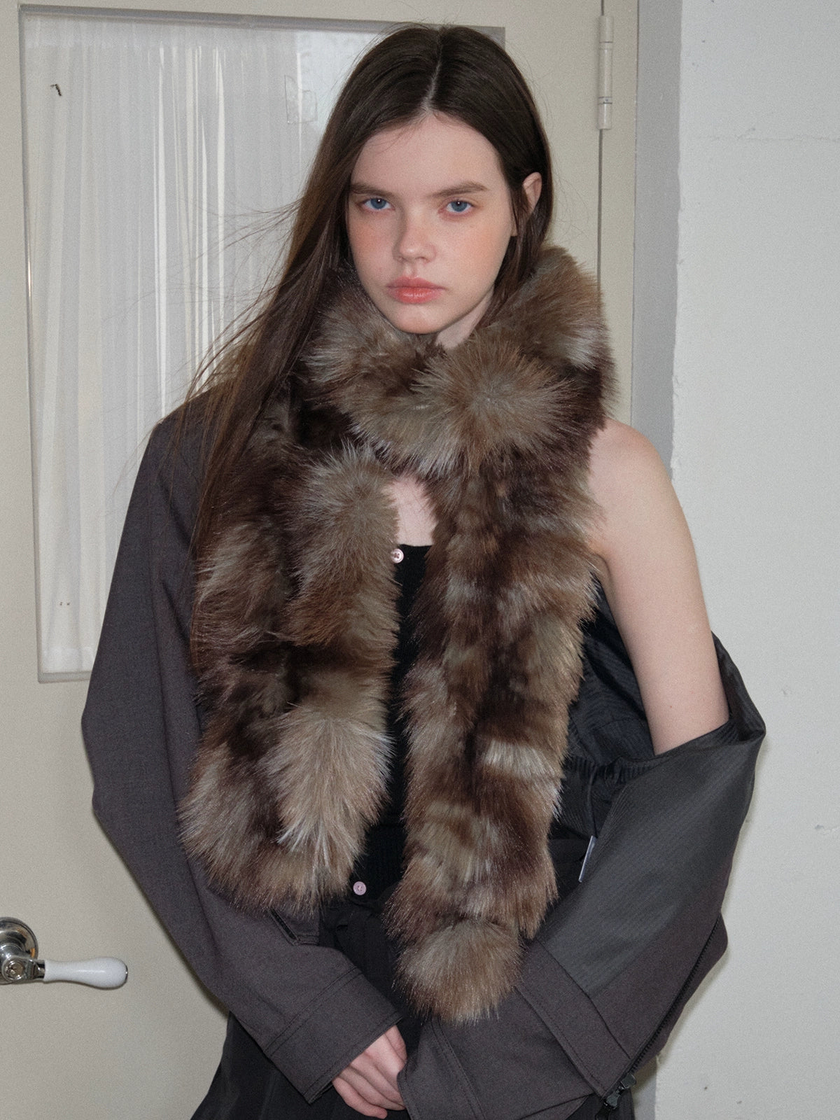 Melad gradient plush leopard print scarf