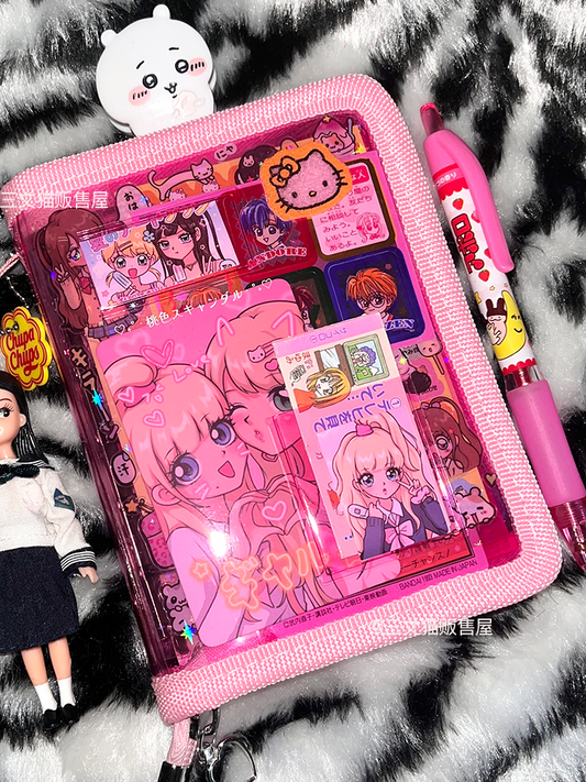 Shibuya Showa M5 ring binder notebook, inner pages storage card book, PVC strap