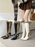 Snow Fox Plush Stiletto Boots