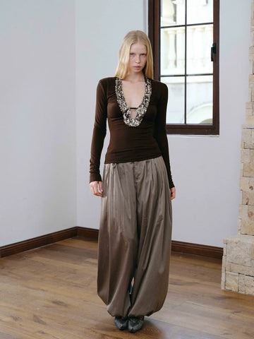 Tencel wool sequin top