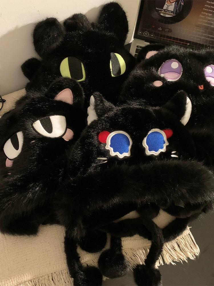 Cute black toothless plush hat