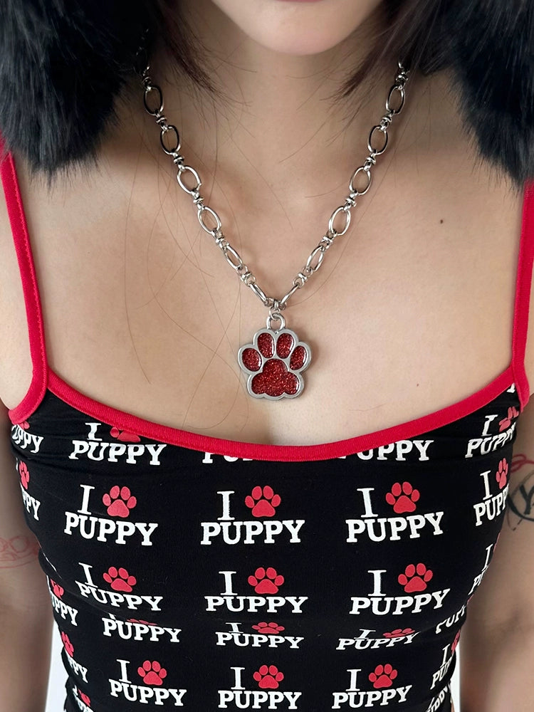 Punk Stainless Steel Dog Paw Necklace