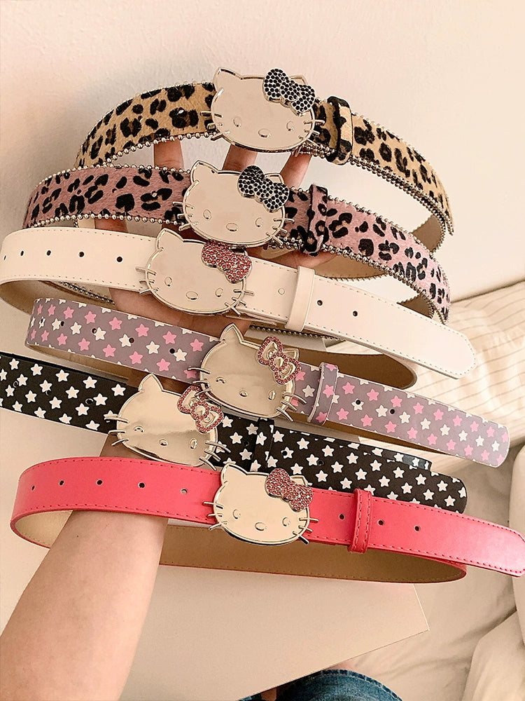 Cute Hello Kitty Decorative Leopard Pattern Belt
