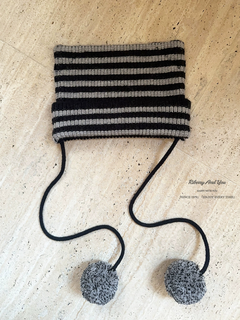 Imitation mink fur soft pink handmade fur ball cat ear hat scarf