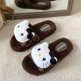 Brown Hello Kitty Plush Slippers