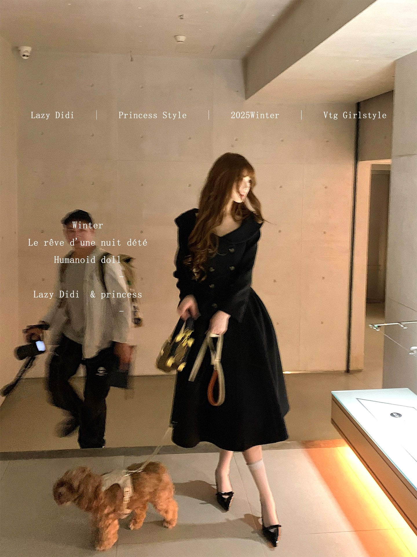 Beige Faux Fur Collar Flared Maxi Princess Coat