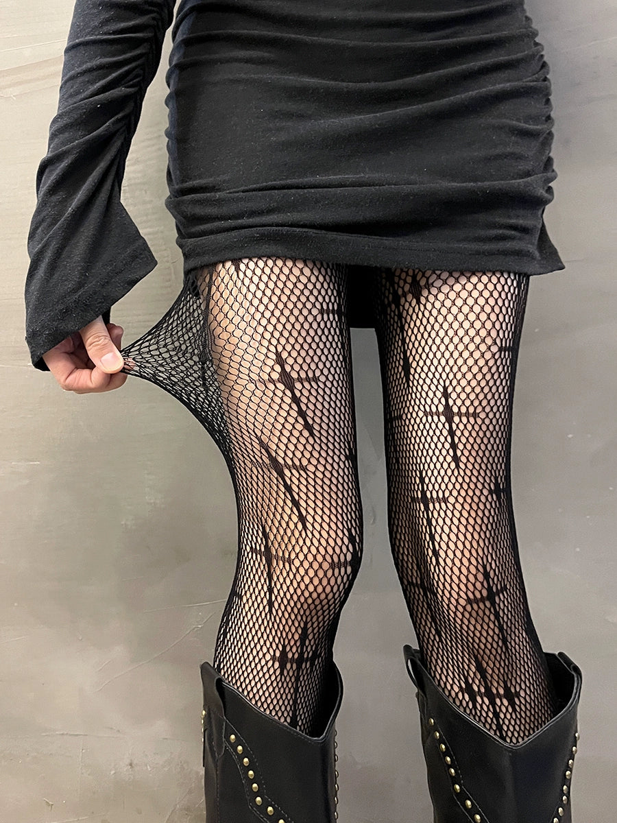 Cross fishing net socks, Asian pantyhose, hollowed out mesh
