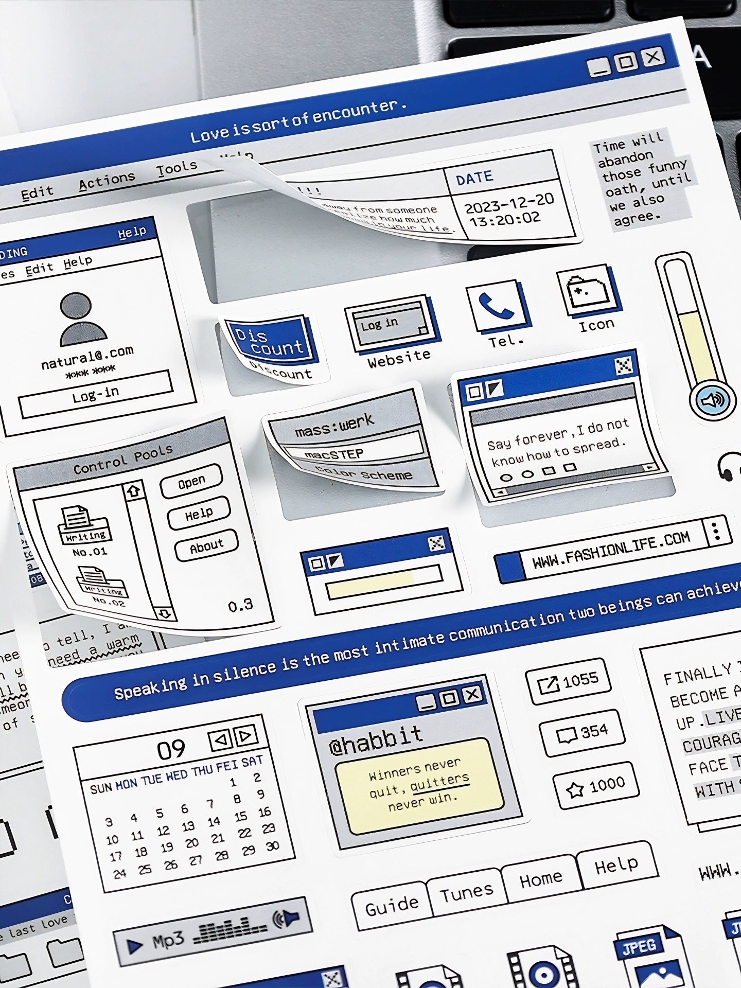 Computer dialog box manual account sticker