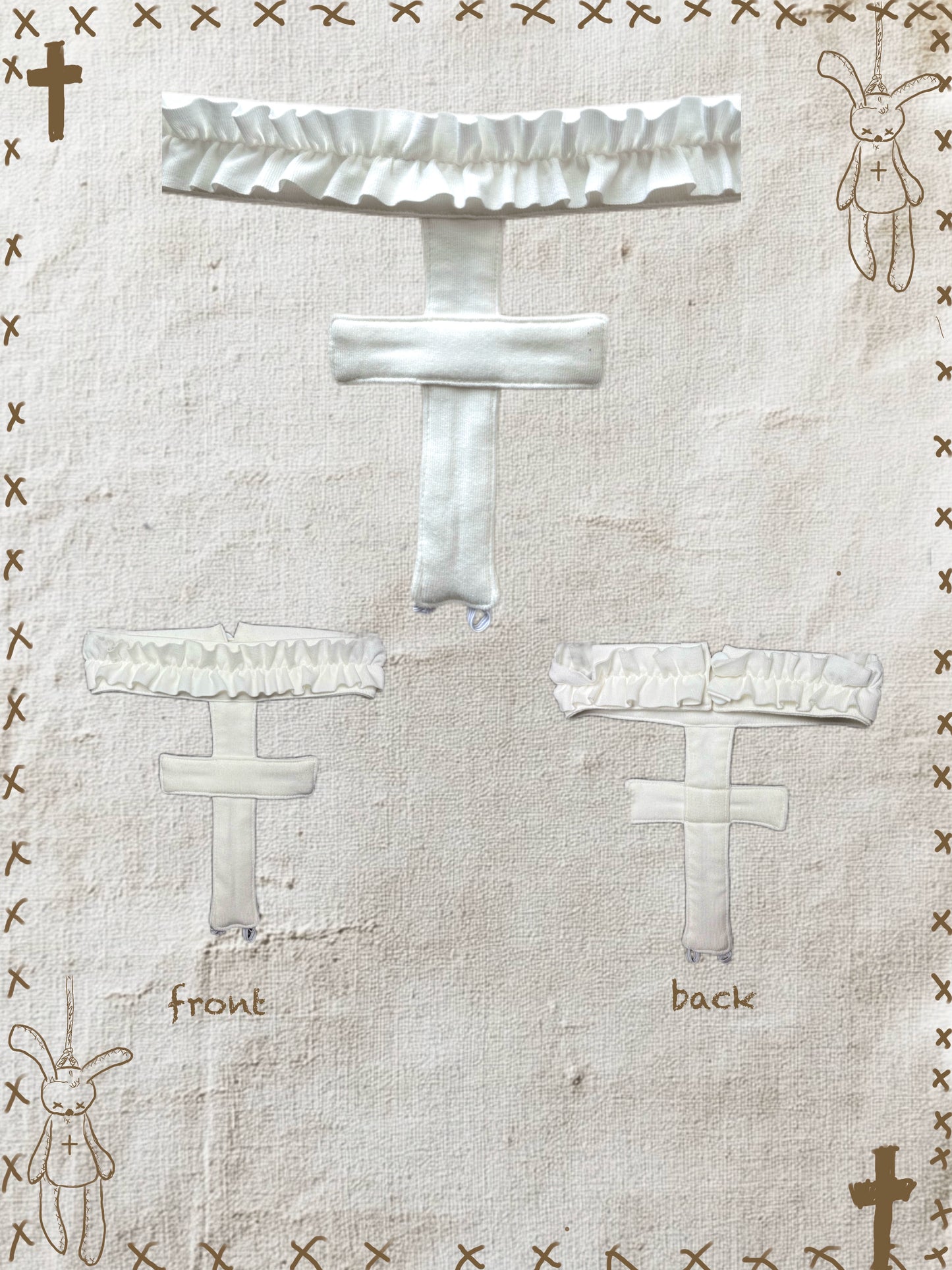 Dark White Gothic Cross Neck Hanging T-shirt Cake Skirt