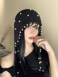 Hollow pearl tassel pendant headband cap