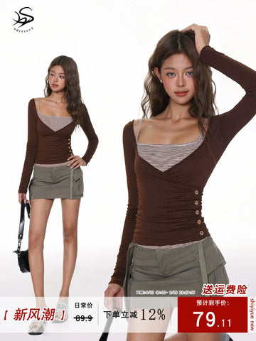 Striped camisole brown