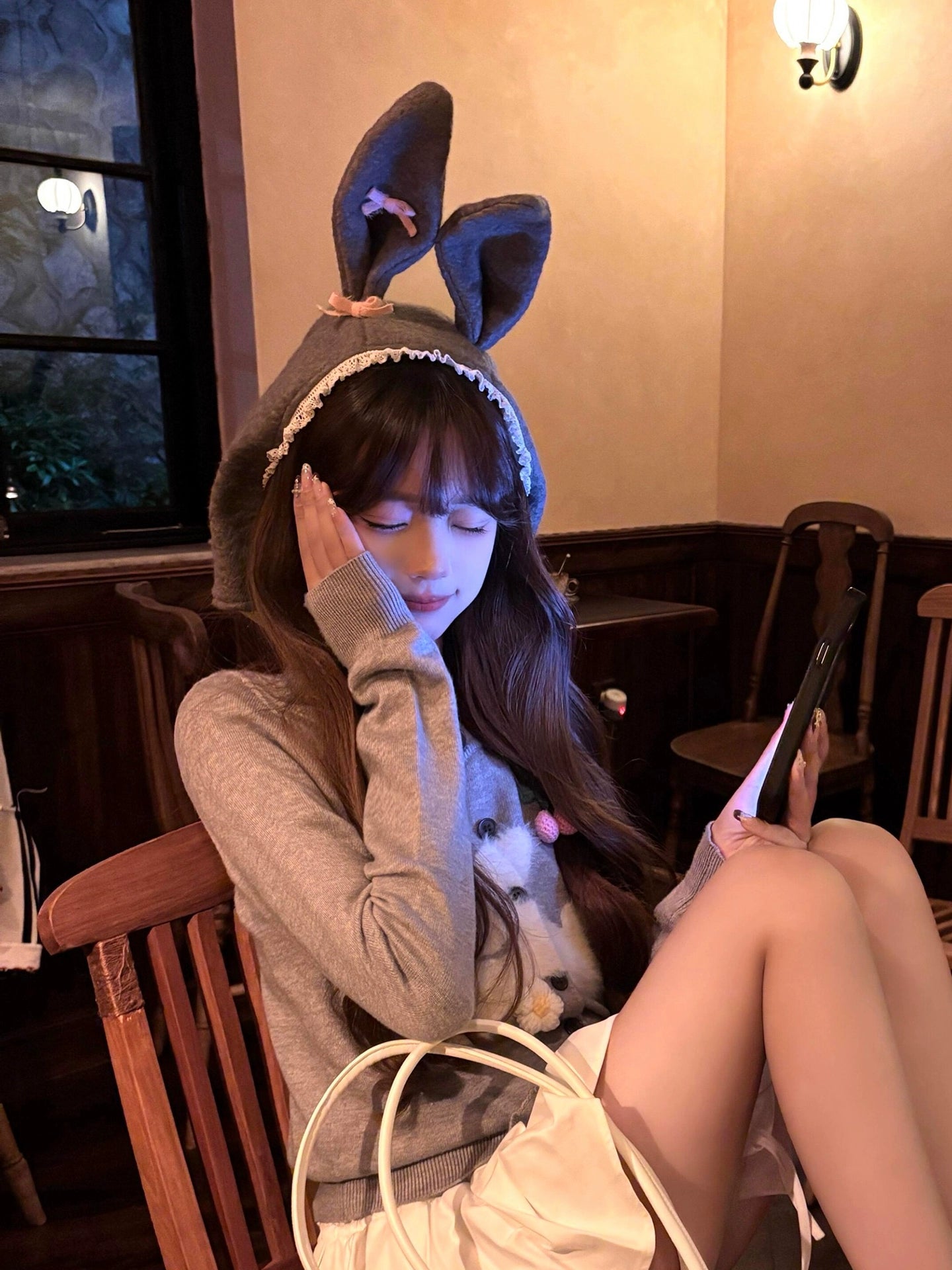 Cute rabbit ear plush hat