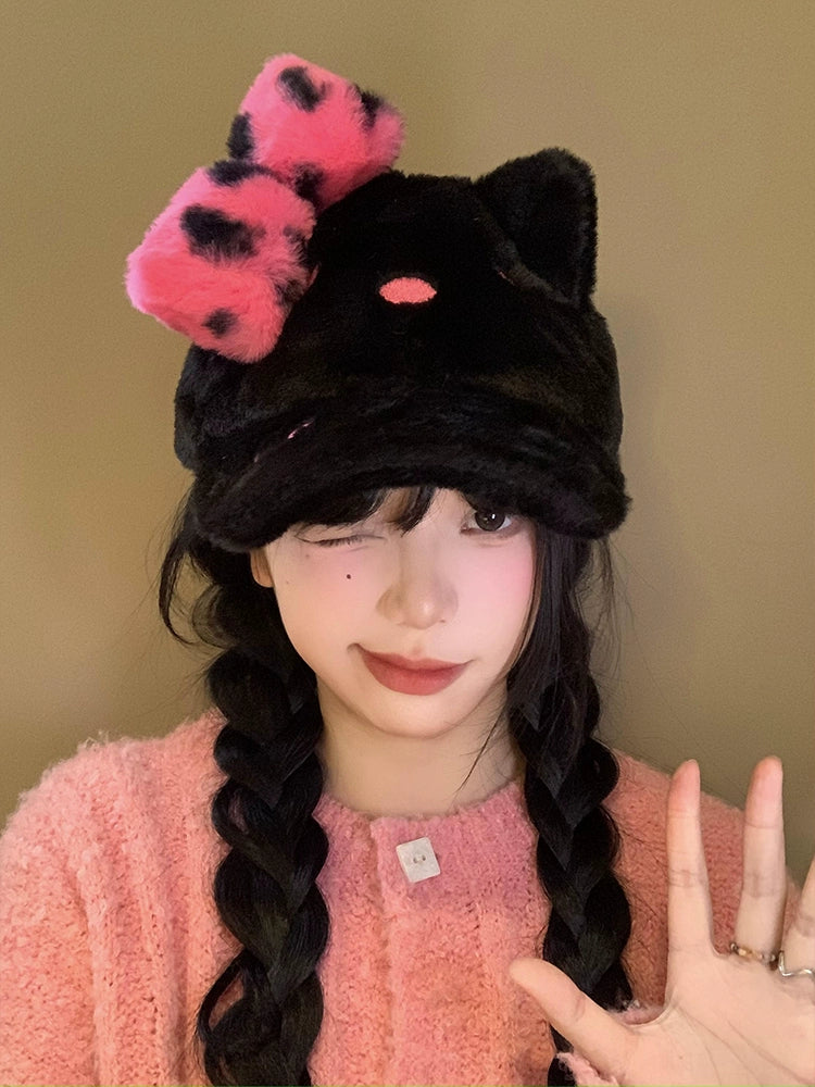 Black Pink Hello Kitty Plush Baseball Hat