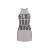 Letter printed woolen dress