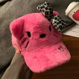 Black Pink Hello Kitty Plush Baseball Hat