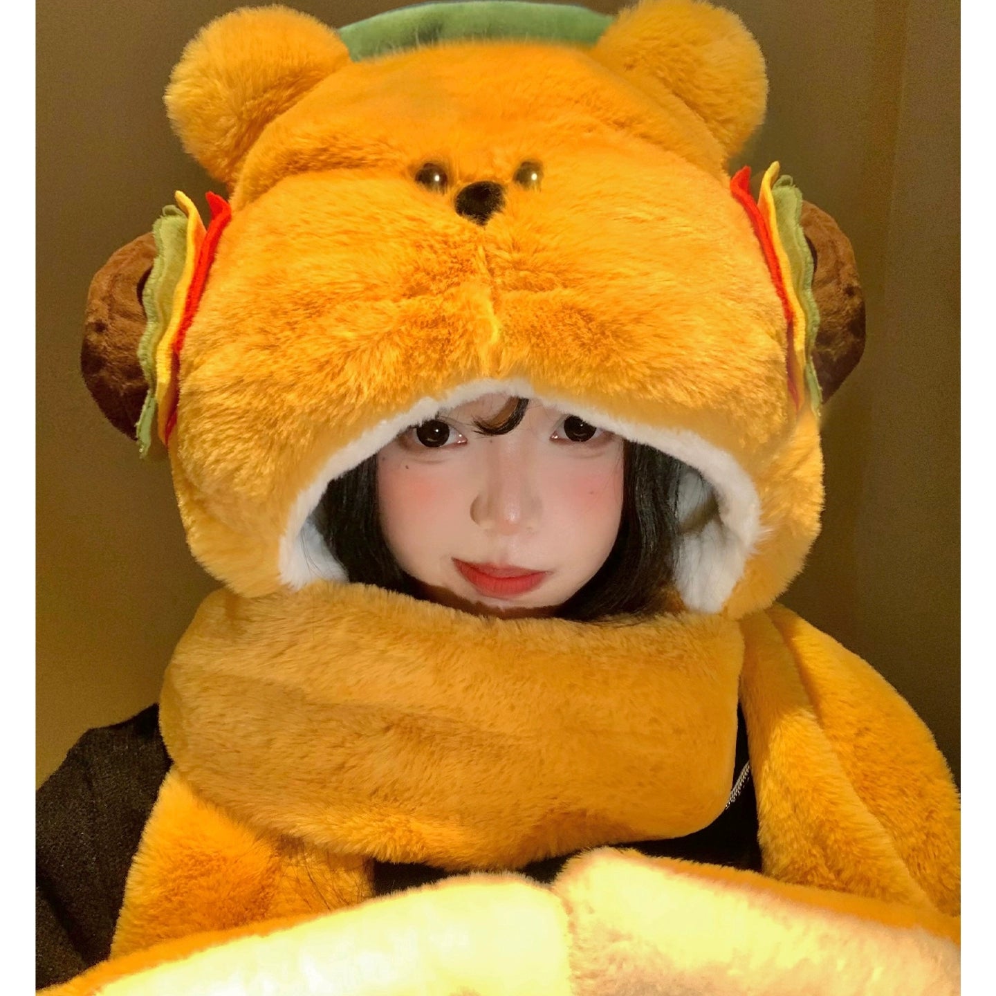 Burger Bear Hat and Scarf in One