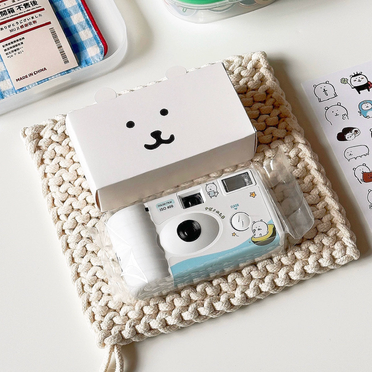 Self deprecating bear disposable film camera roll