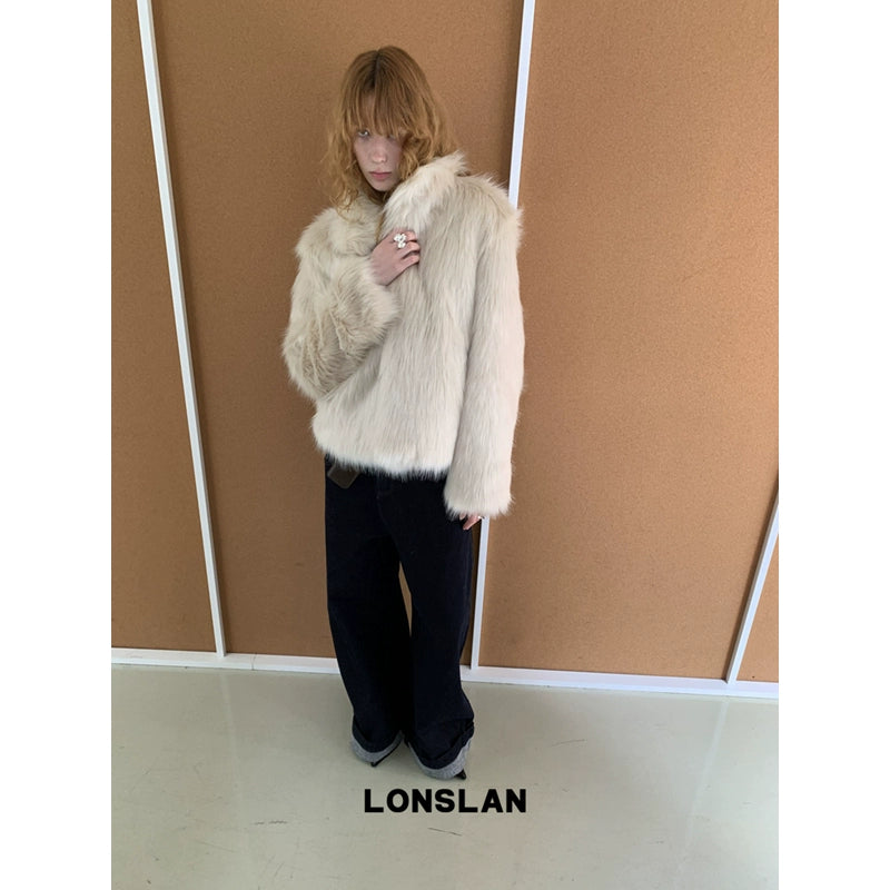 Collar long fur coat