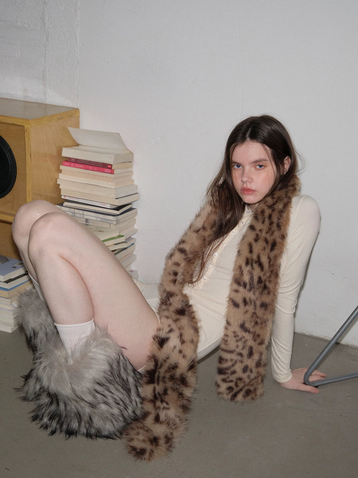 Handmade leopard print plush scarf